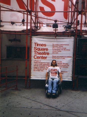 Photograph of Weedguy sitting in Times Square