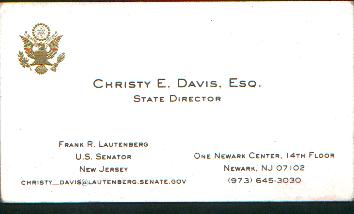 Senator Lautenberg's State Director's card