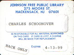 Weedguy's Hackensack New Jersey Public Library Card