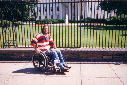 Photograph of Weedguy sitting in front of the White House in Washington DC